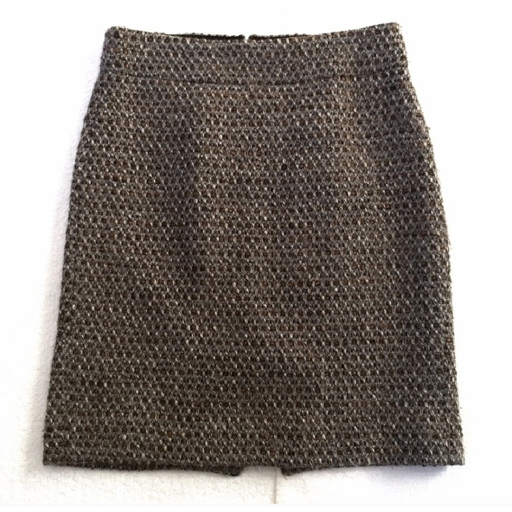 J Crew metallic tweed wool pencil skirt